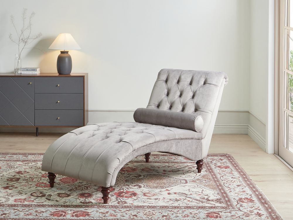 Grey chesterfield chaise best sale lounge
