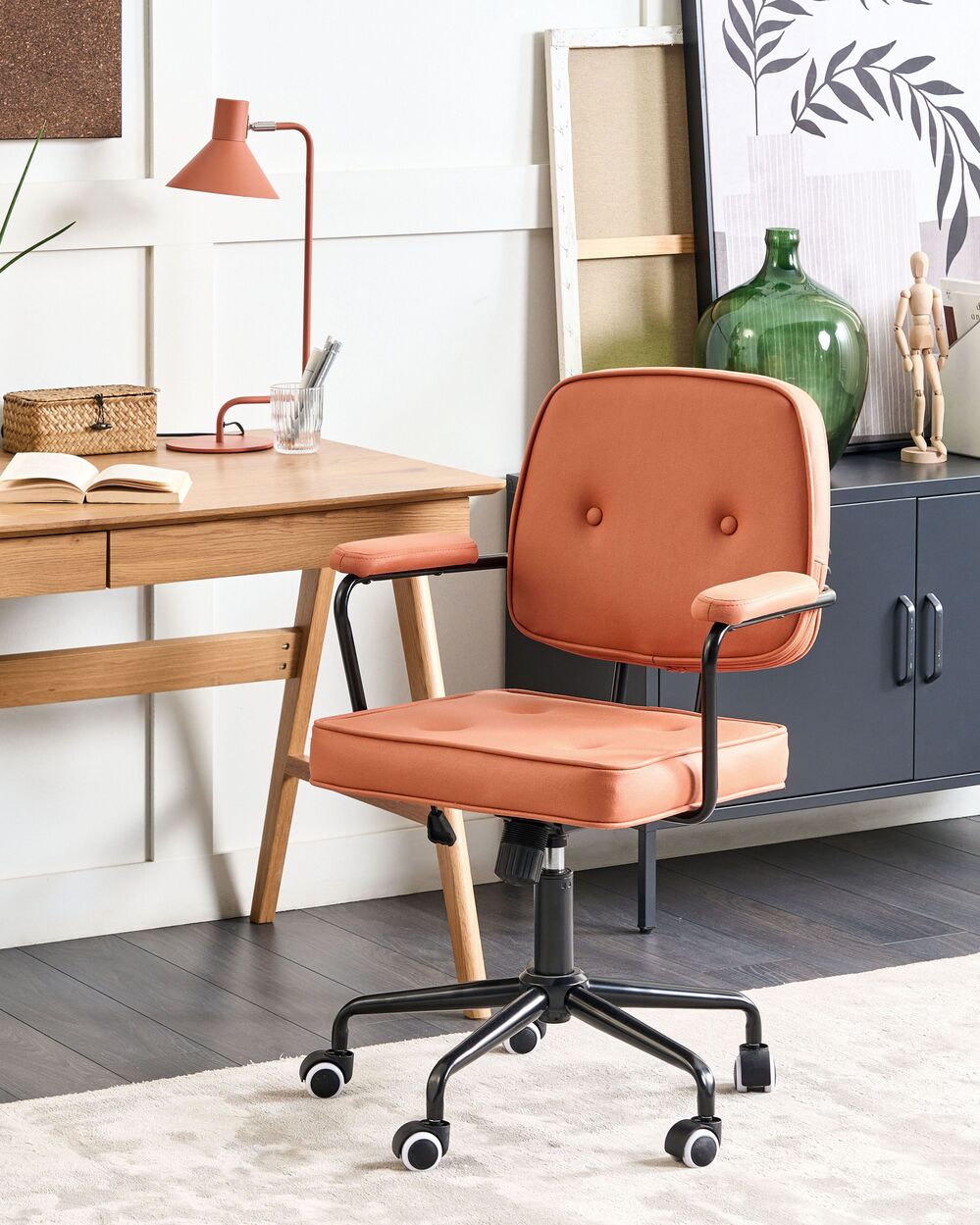 Orange faux leather discount chair