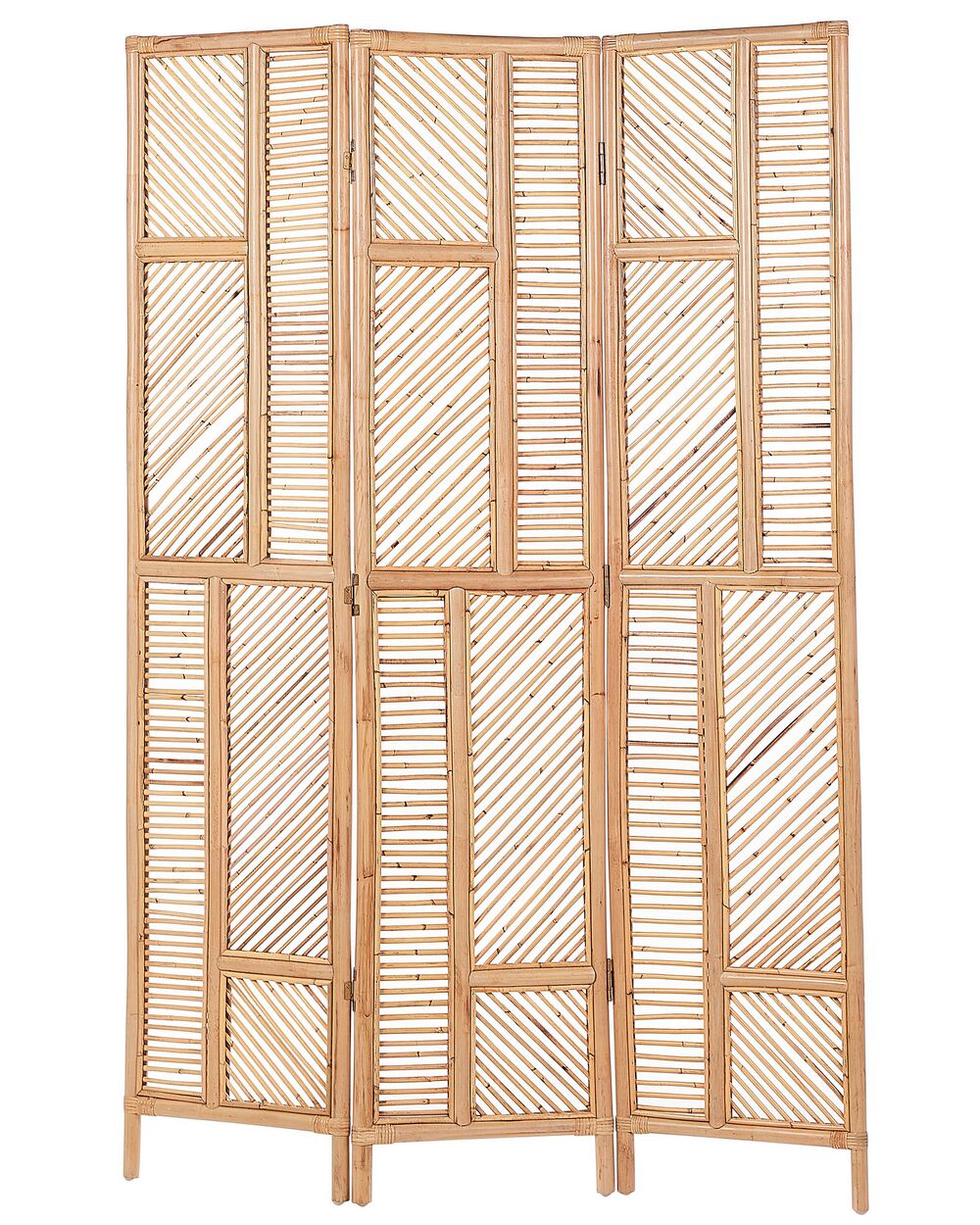 Tidsplan cigaret pakke Foldbar rumdeler i rattan med 3 paneler 117 x 180 cm Natur LAMEZIA -  Beliani.dk
