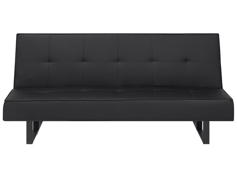 Black Faux Leather Click Clack Adjustable Futon Sleeper Sofa