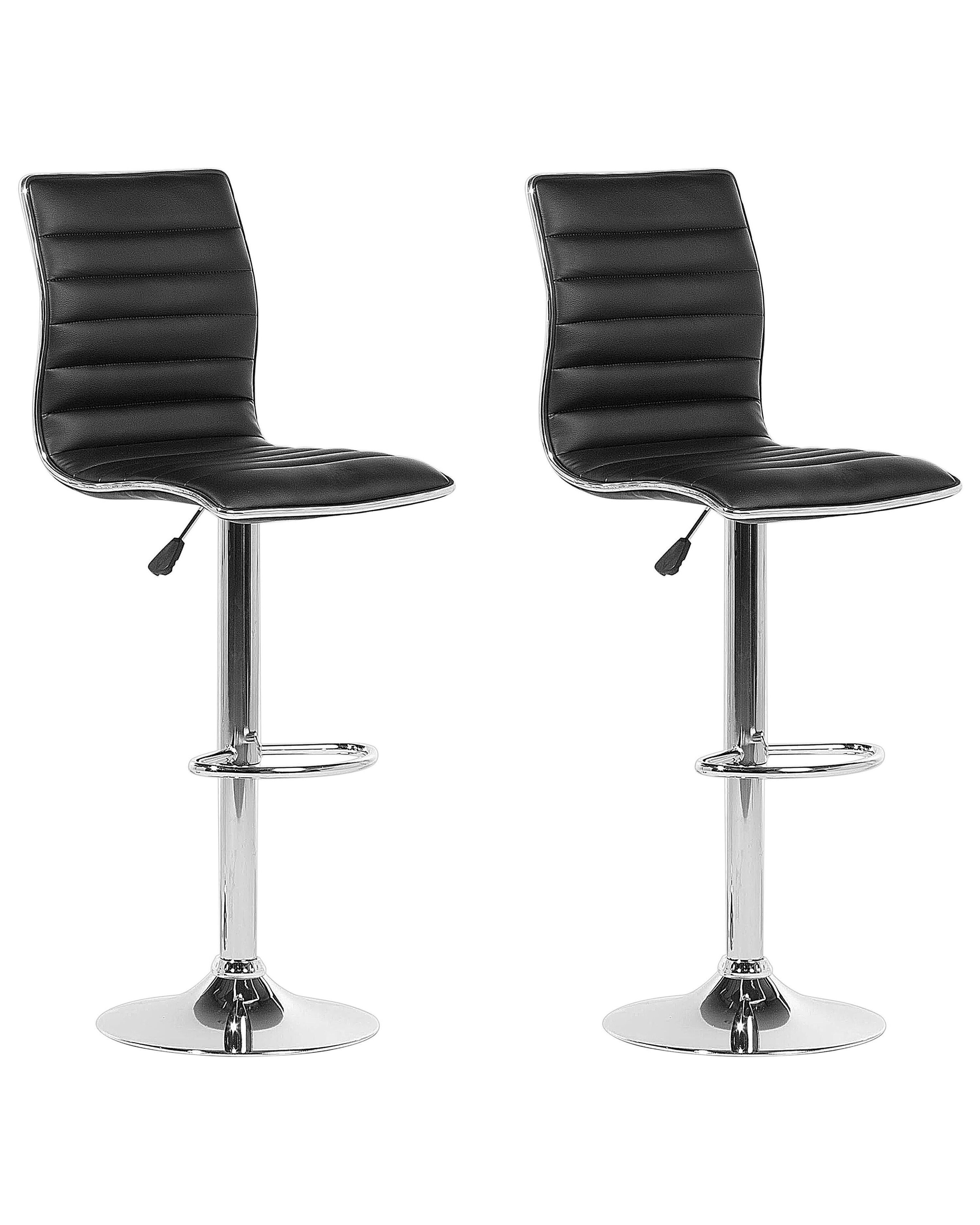 Set of 2 Faux Leather Bar Stools Black LUCERNE Beliani