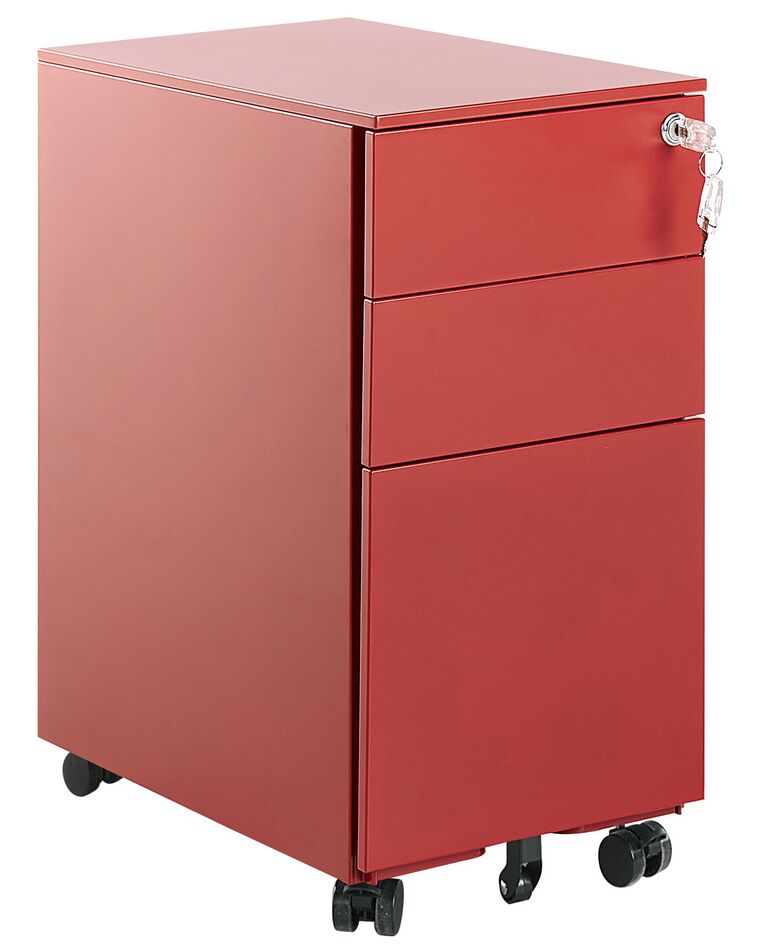 3 Drawer Metal Filing Red BOLSENA Beliani.dk