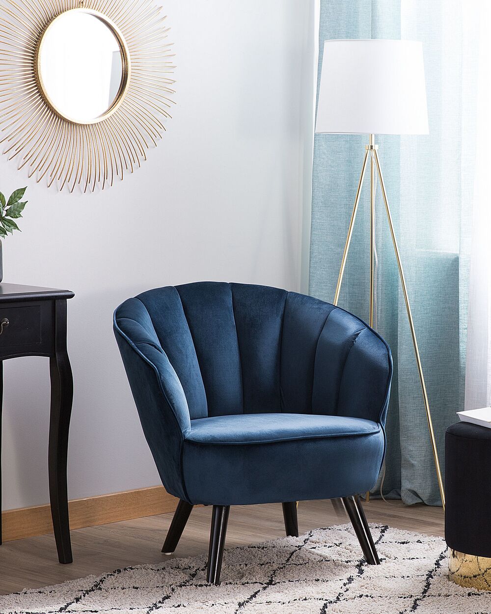 Velvet Armchair Dark Blue DALA Beliani