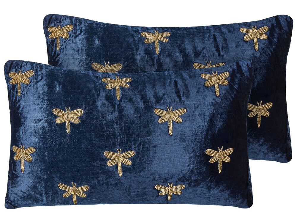 Navy store gold cushions