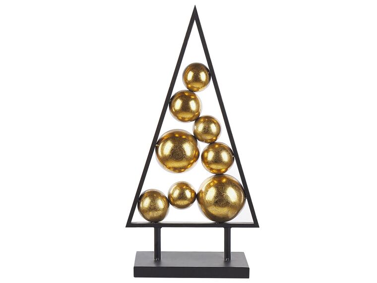 Metal Tabletop Christmas Tree Black and Gold RANUA Beliani.dk