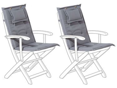 Graphite Seat/Back Set Grey Outdoor of 2 MAUI Cushions