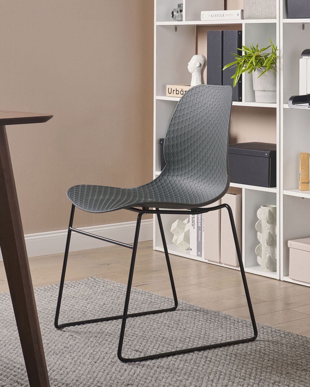 Set of 4 Dining Chairs Dark Grey PANORA Beliani