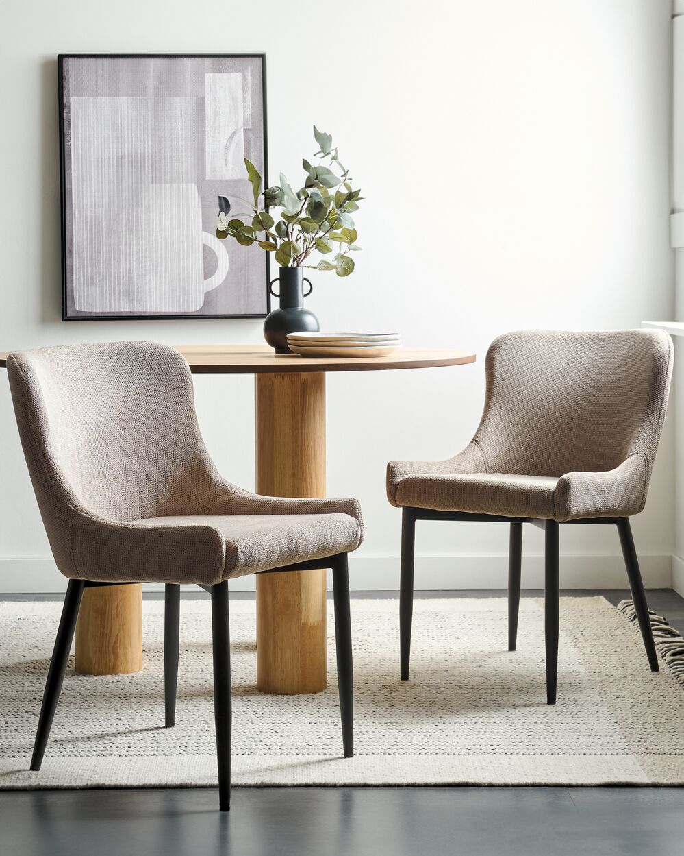 Taupe upholstered store dining chairs