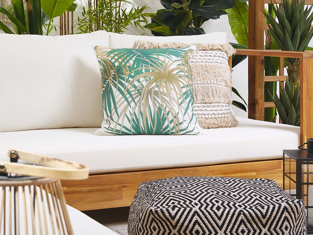 Set of 2 Outdoor Cushion Palm Leaf Motif 45 x 45 cm Multicolour