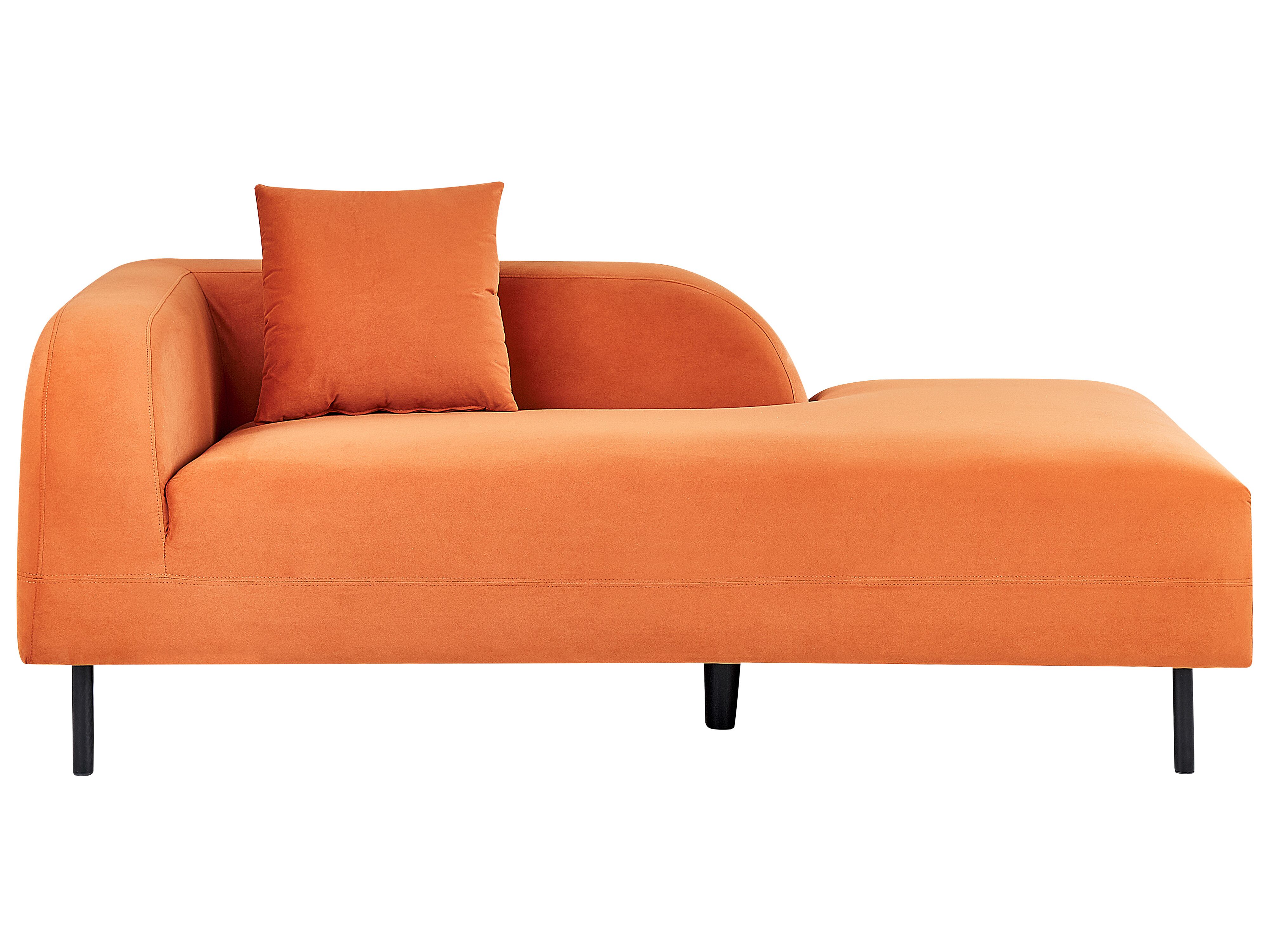 Left Hand Velvet Chaise Lounge Orange LE CRAU Beliani