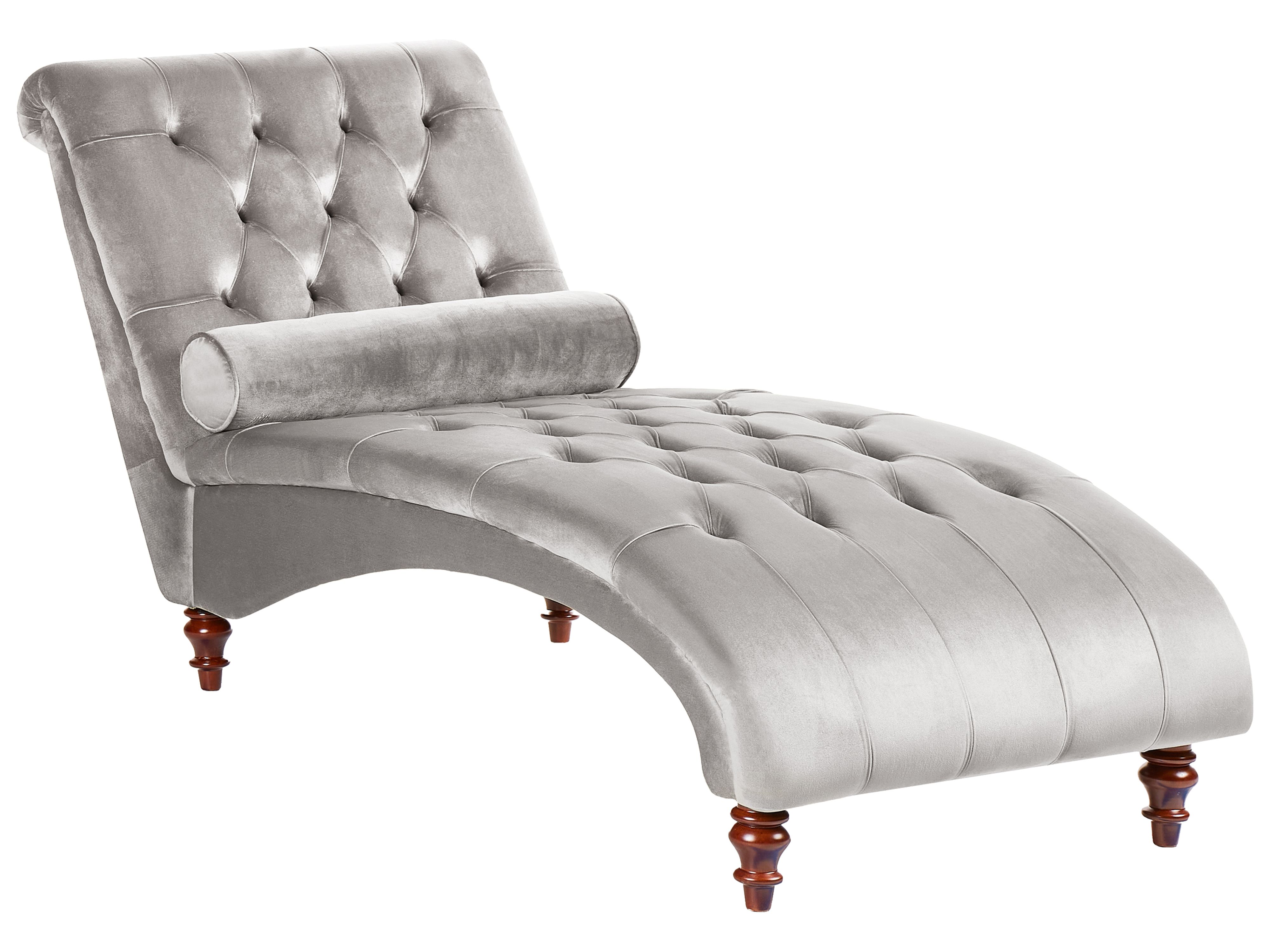 Grey tufted chaise lounge sales