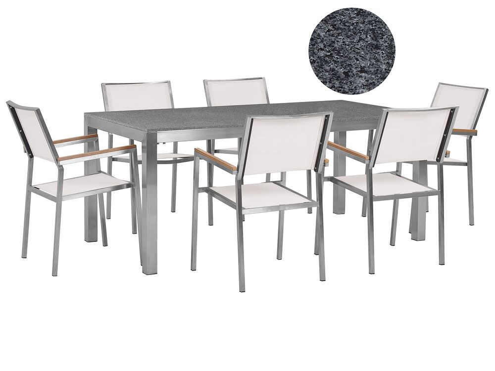 Ss dining table with best sale granite top