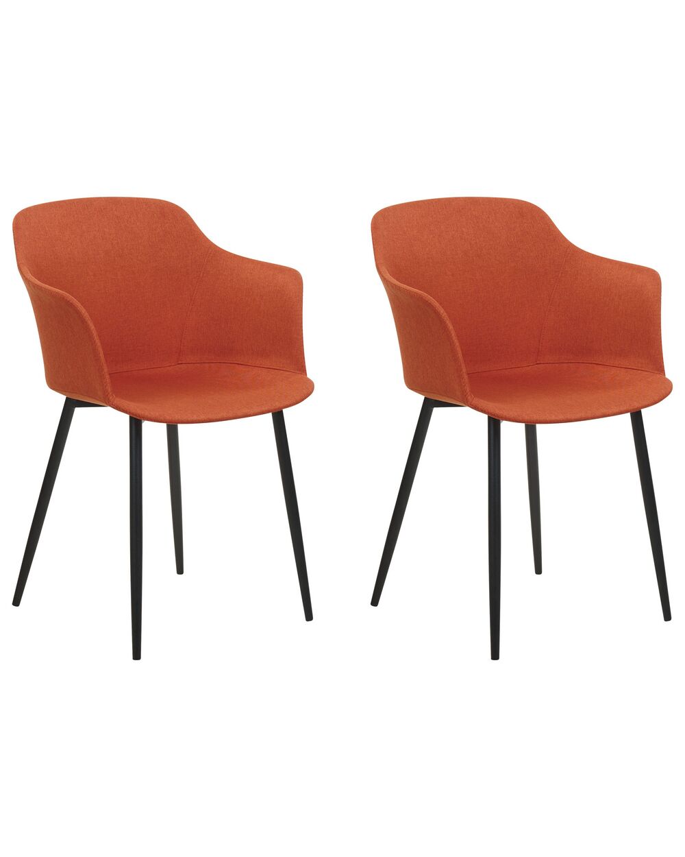 Set of 2 Fabric Dining Chairs Orange ELIM Beliani