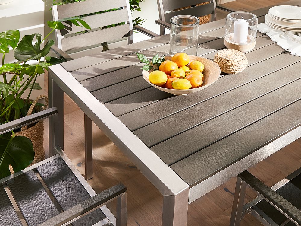 Aluminium Garden Table 180 x 90 cm Grey VERNIO Beliani.dk