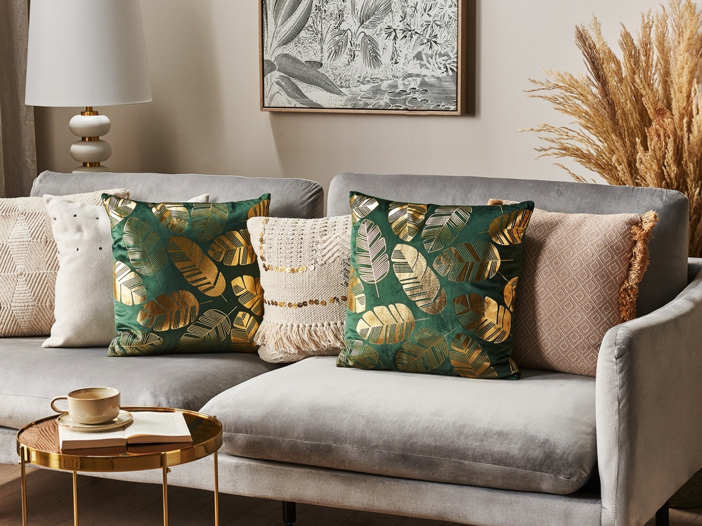 Green and top gold cushions