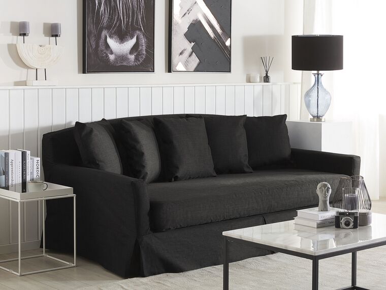 3 Seater Fabric Sofa Black GILJA | Beliani.dk