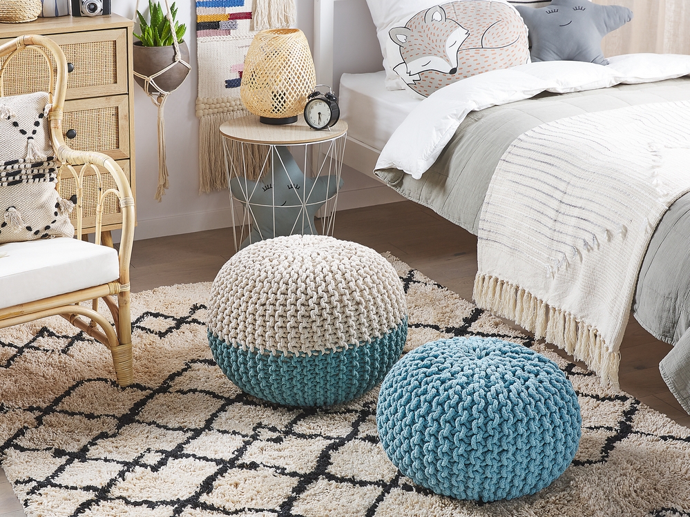Cream shop knitted pouffe