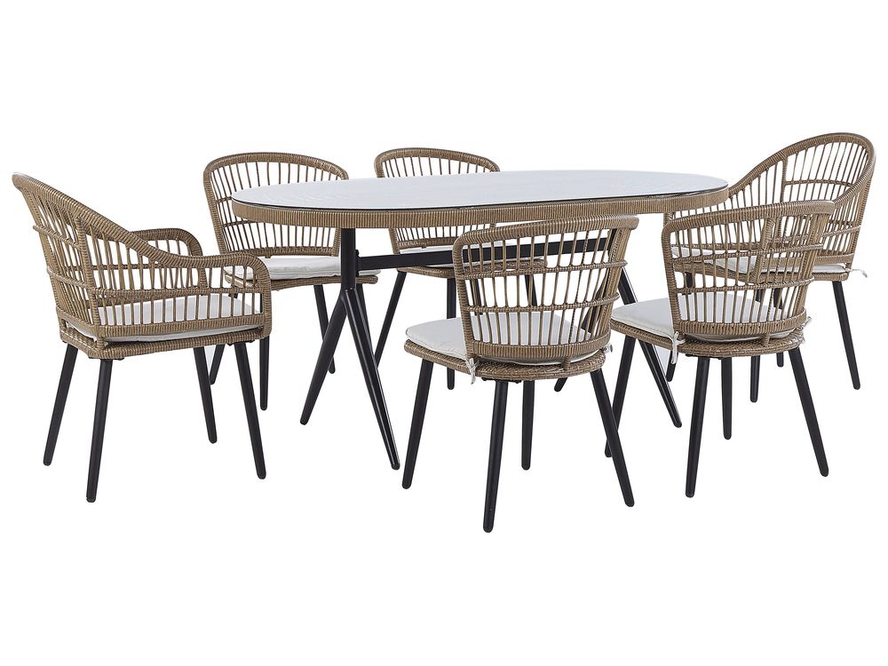 Beige rattan dining set deals