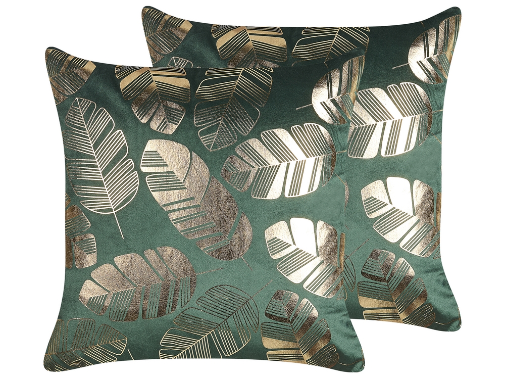Green leaf print cushions sale