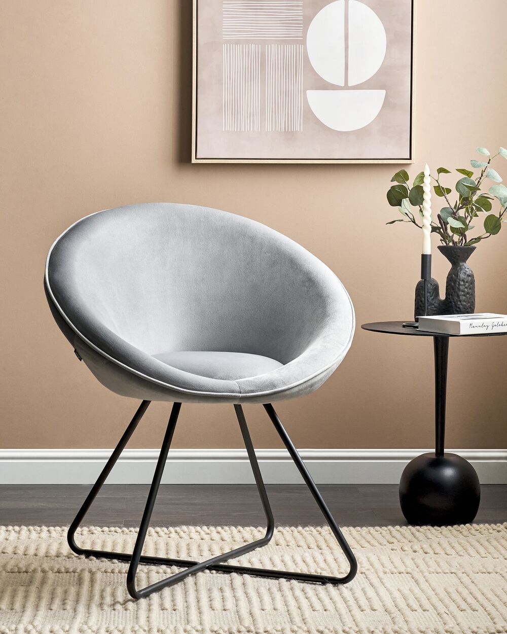 Light grey velvet accent chair sales