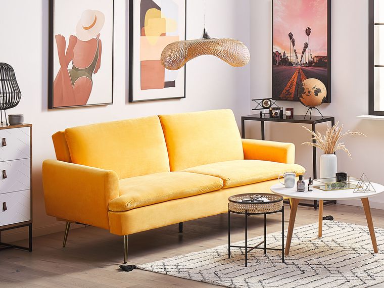 Yellow Velvet Sofa Bed Baci Living Room