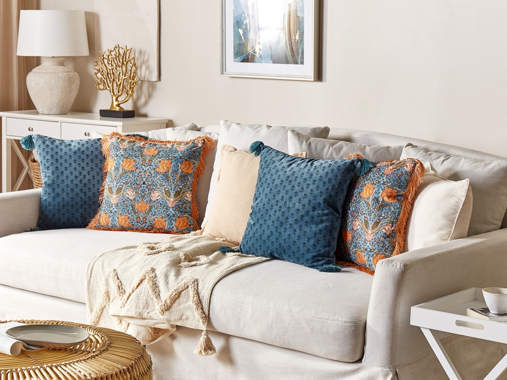 Floral store velvet cushions