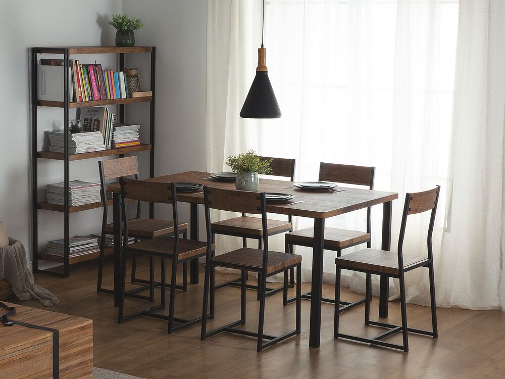 Dining Table 150 X 90 Cm Dark Wood Laredo Beliani Dk
