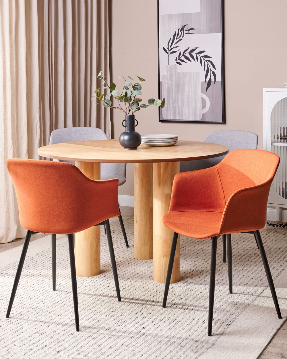 Orange fabric discount dining chairs