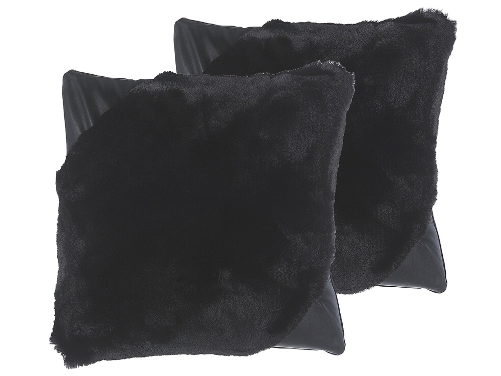 Black faux discount fur cushion covers